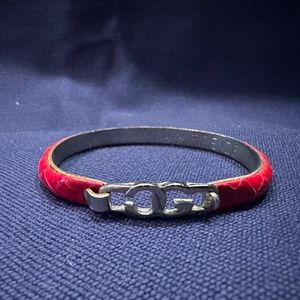 Red Leather Bangle Bracelet